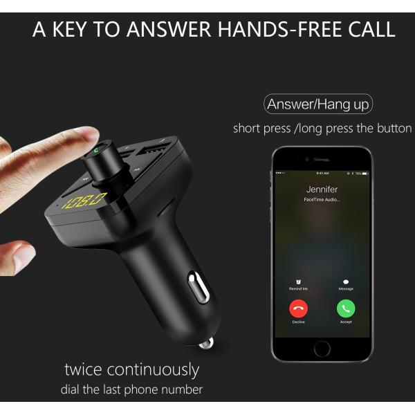 BLE 5.0 Hands Free Car Kit Fm Transmitter 5V 3.4A Wireless Handsfree Car Kit