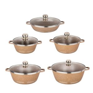Multifunction 6pcs Double Bottom Die Cast Nonstick Aluminum Cookware Set