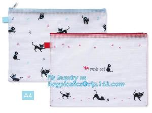 China pen folder bag for holding small stationery, plastic mesh zipper document bag, Student A4/A5/A6 Notebook Document File P on sale