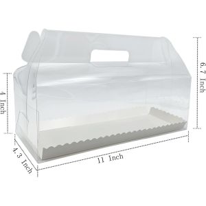 Best Clear Roll Cake Gable Boxes With Handle &amp; Cake Boards, Transparent Plastic Gift Boxes，Easy Carrying Pastry Containers For Bakery Christmas Wedding, wholesale