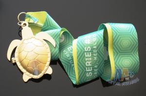 Best Turtle Shell Animal Medals With Colorful Satin Ribbon , Printing Sticke With Gloss Dome Covered wholesale