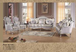 Best Classic Royal Upholstery Gray velvet Fabric Livingroom Furniture Sofa Set wholesale