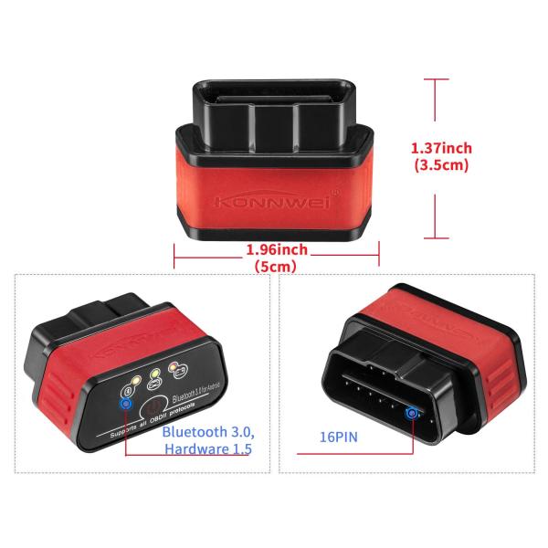 Konnwei Elm327 Bluetooth Obdii Obd2 Diagnostic Scanner Compact Structure