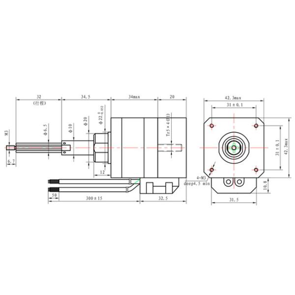 NEMA 17 Captive stroke 32mm 2.0A 42×42×34mm Stepper Motor for Precision machinery