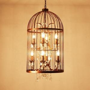 China Restaurant Bar Personality Creative Bird Cage Chandelier Industrial Hanging Lamps on sale