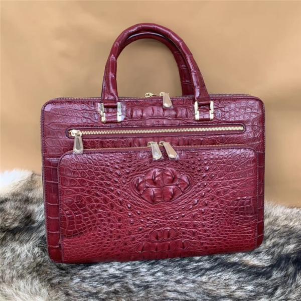 Alligator Leather Zipper Closure Businessmen Portfolio Bag Large Laptop Handbag Authentic Crocodile Skin Male Briefcase