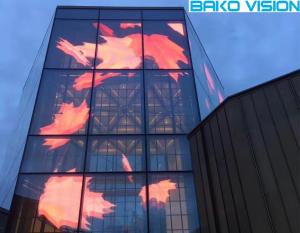 China Indoor Glass Window Led Video Display Screen Transparency Curtain LED Wall on sale