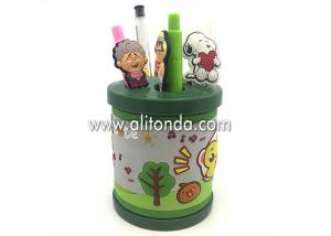 Best Promotional yellow green round shape PVC cartoon cute pen holder wholesale