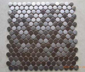 Best Antique Small Metallic Border Tiles , Stainless Steel Penny Round Mosaic Tile wholesale