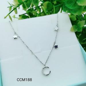 Best 925 Sterling Silver Star Moon CZ Charm Choker collarbone chain necklace  CCM188 wholesale