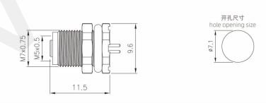 IP67 PCB M5 Female Connector Back Mount Socket Screw M5*0.5 3 / 4pin 20A