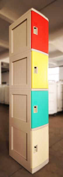4 Tier ABS Plastic Lockers , Locker Room Lockers With Clover Lock / Door Blue