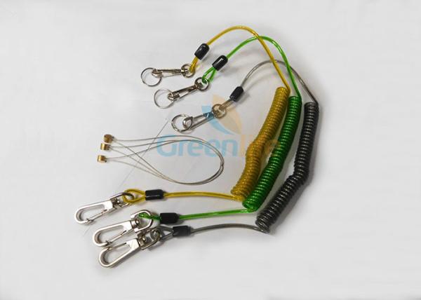 Quick Release Colorful Tool Coiled Lanyards with Clips 2pcs and SS Split Ring