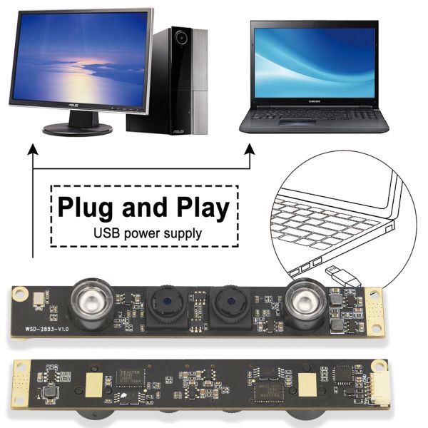 OEM USB Binocular Camera Module WDR UVC HD 2MP RGB Iris 3D Face Recognition Camera Module