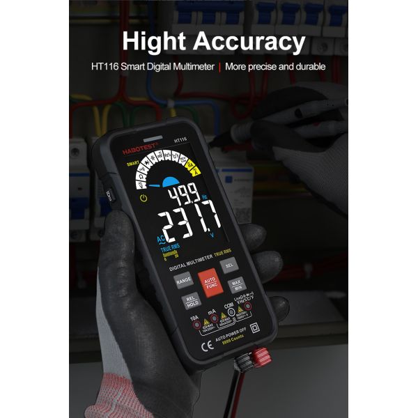 HT116 Digital Multimeter 9999 Counts Auto Range 1000V 10A Tester Meter Ohm Hz Capacitance True RMS Smart Multitester