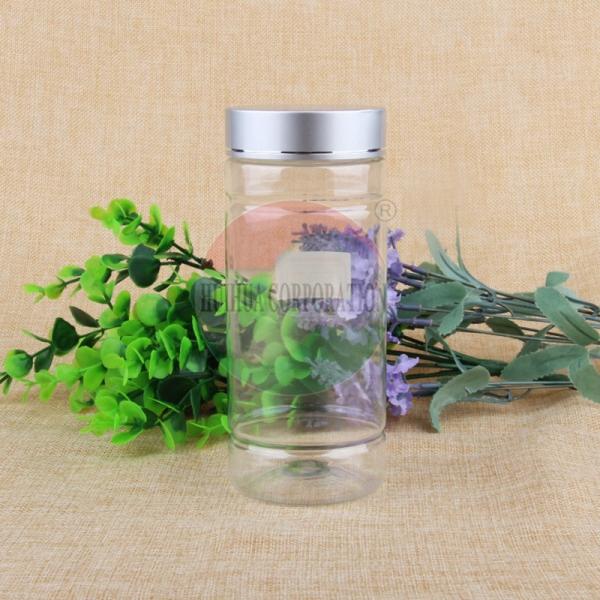 Cheap 500ml Clear Empty Pet Plastic Screw Sweet Jar For Dried Food for sale