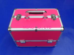 Six Trays Pink Aluminum Makeup Nail Case L340 x W215 x H260mm