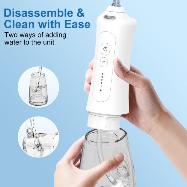 Upgraded 300ml Cordless Water dental flosser TYPE C Rechargeable Portable water jet flosser