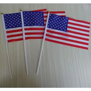 Best Personalised Hand Waver Flags Knitted Polyester With White Pole wholesale