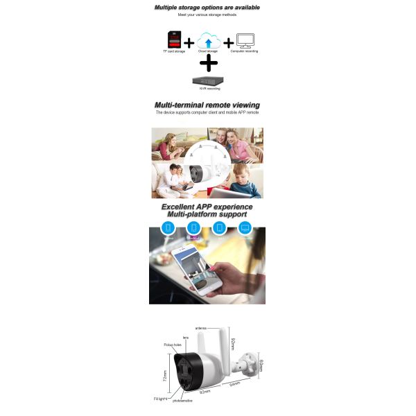 5MP Wireless IP Camera , Wifi Bullet Camera With Intelligent Message Reporting Alerts