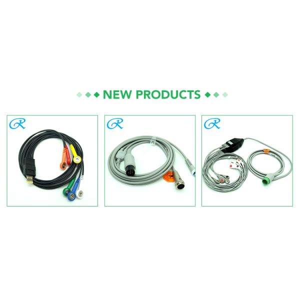 60cm 90cm, 6 Lead black Holter ECG Cable, Snap, Schiller MT101 / MT102 Compatible, China Medical