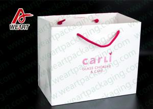 Best White Card Paper Custom Printed Grocery Bags , Personalized Paper Wine Bottle Gift Bags wholesale