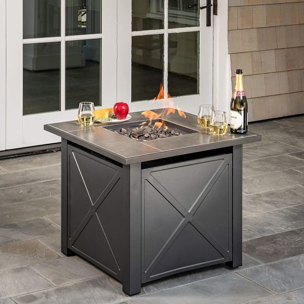 40,000 BTU Outdoor Gas 30'' Square Fire Pit Table With Easy-Access Door