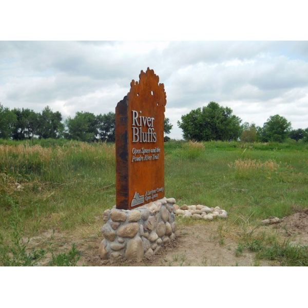 Freestanding Country Boulevard Decorative Sign Weathering Steel Signage
