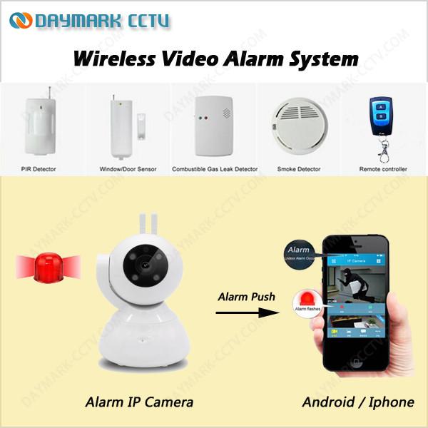 Cheap HD 720p wireless push notification alarm siren camera ip support alarm sensors for sale