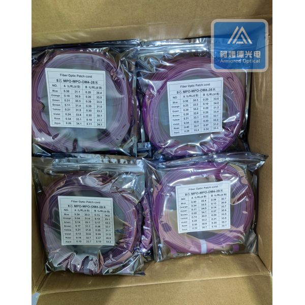 8 Cores OM4 Spiral Armored MPO Fiber Patch 3.0mm LSZH Jacket Rodent Resistant