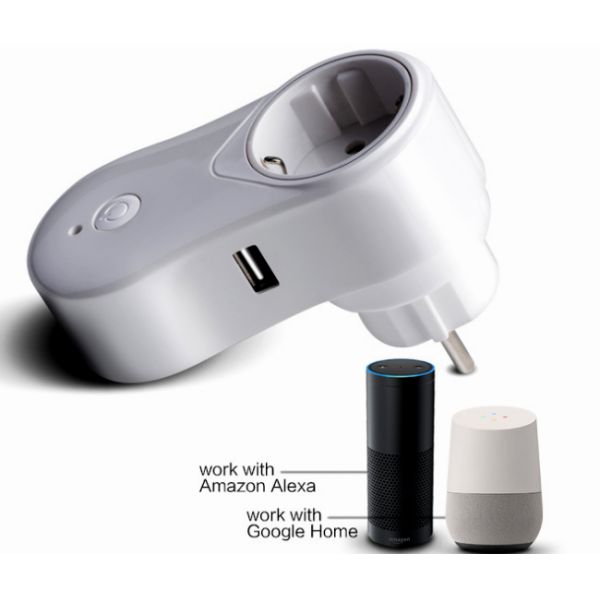 Safe Wifi Smart Plug Socket Switch , USB Charger App Controlled Plug Socket