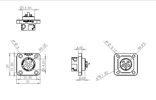 Industrial IP67 Power Connector Waterproof 6 Pin Male Socket Connector