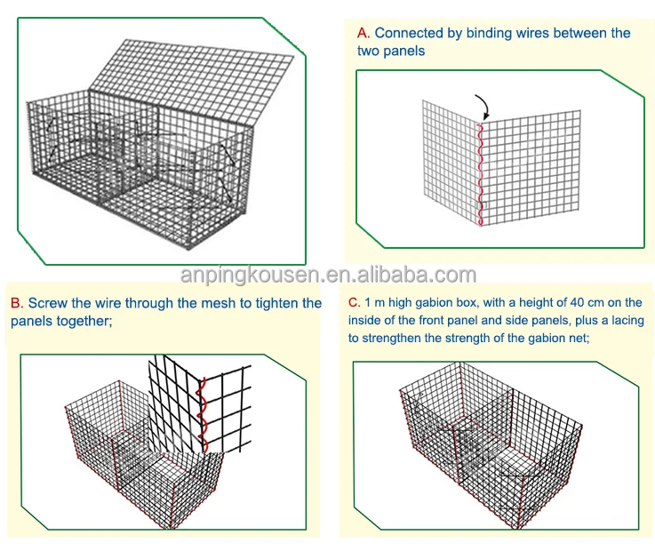 Professional Processing Service 2x1x1m Galvanized Gabion Basket with PVC Coating