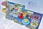 Indoor soft playground in fantasy colors design and games for kids in forest
