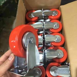 China 3 4 5inch Red PVC Castor Stem Swivel Trolley Wheel Casters Smooth and Flexible Swivel on sale