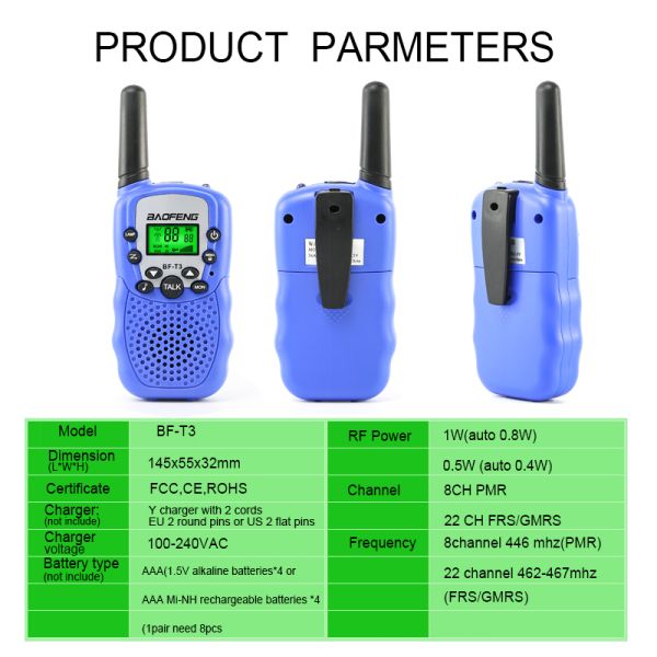 Mini FRS Two Way Radio For Kid Baofeng BF-T3 Two Way Radio PMR 446