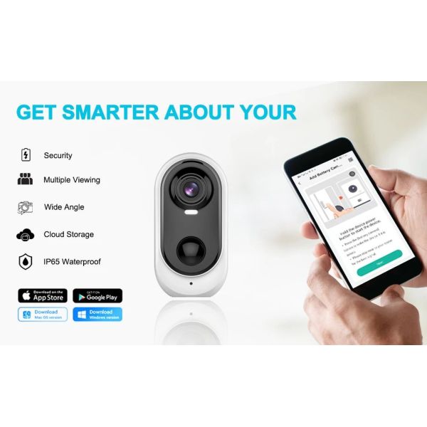 2MP Wireless Outdoor Security Cameras Smart Battery Camera Intelligent Monitoring