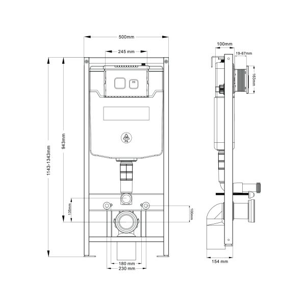 Flush Volume 3L/4.5L/6L/9L Toilet Hidden Cistern Built In Flush Tank