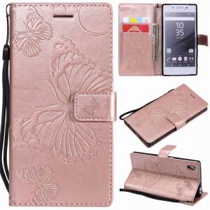 Best Sony Xperia Z5 Embossing 3D Butterfly Leather Bracket Stand Wallet Case with wristlet strap wholesale