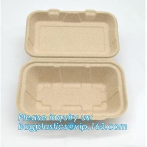 Compartment hinged container sugarcane bassage pulp food serving box 750ml