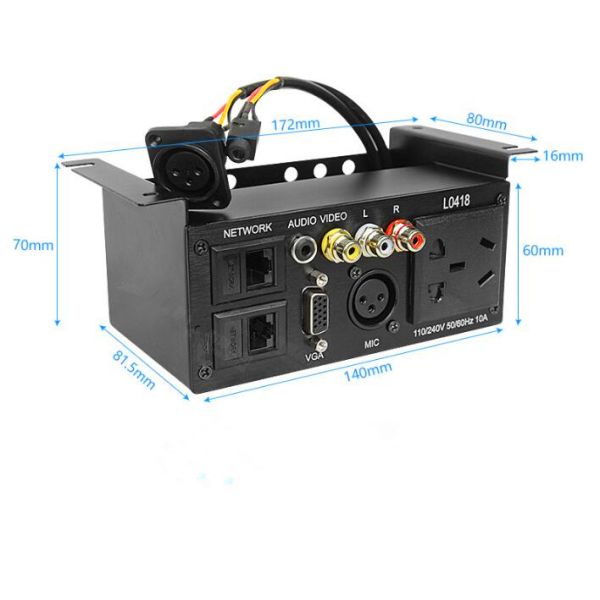 Black Under Table Power Strip Hoisting Multimedia Socket Conference Microphone Socket