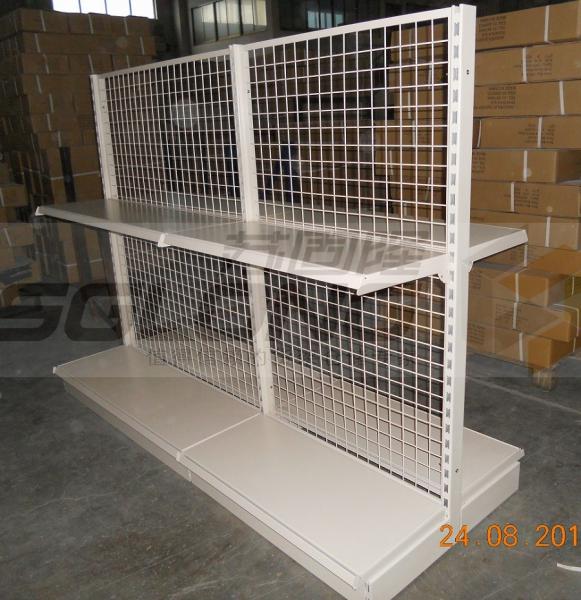 Supermarket Convenience Store Wire Mesh Shelves , White Wire Shelving Units