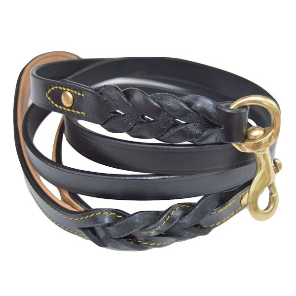 Rust Proof Handmade Dog Leather Leashes , Braided Leather Dog Lead 4" 6"
