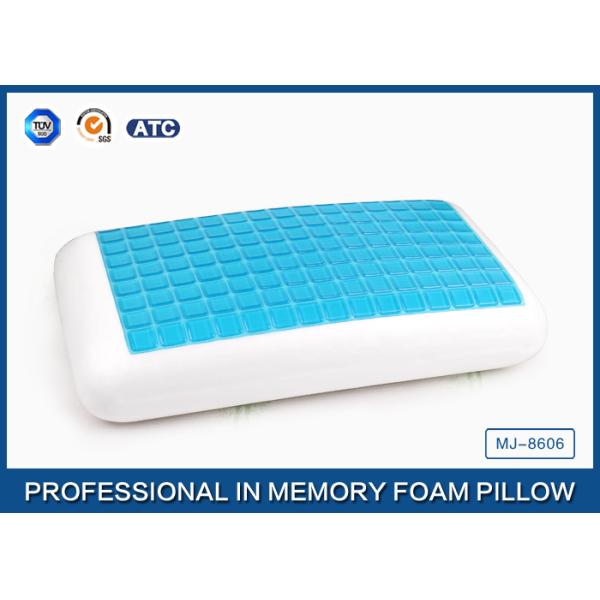 Traditional Blue PU Memory Foam Cooling Gel Pillow , Memory Foam Decorative Pillow