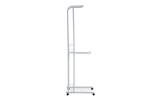 Movable Metal Coat Hanger Stand 4 Turnable Hanging Pole Bottom Storage Shoes