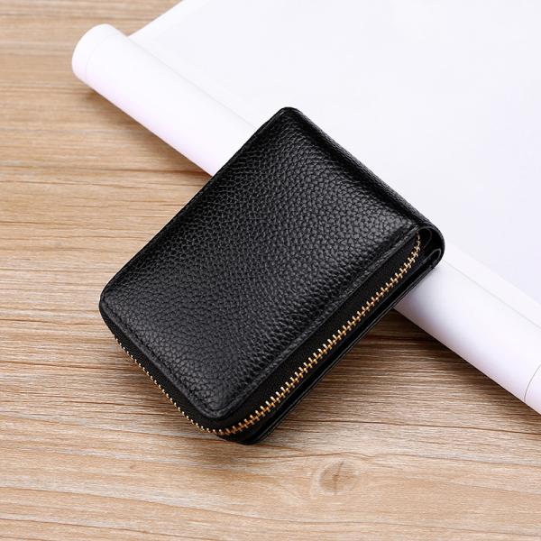 Custom Logo Avaliable Pebble Leather RFID Blocking Card Case for Men and Women