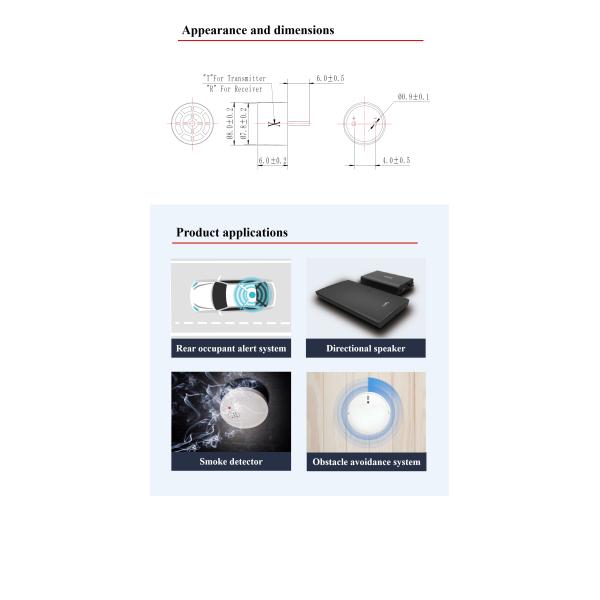 PC 8.0mm Ultrasonic Transducer Types Open Type Ultrasonic Transceiver Sensor