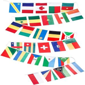 68D / 100D Polyester String Flag 10x15cm Custom Size International String Flags
