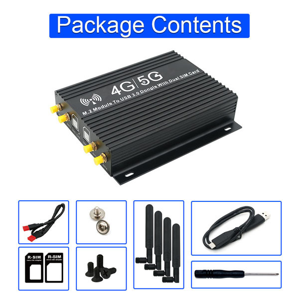 Black NGFF To USB Adapter With Cooler Fan Dual SIM Card Slot Auxiliary Power