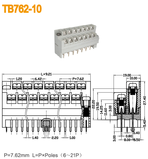 Power Supply barrier connector Double Gold Pins electrical terminal block connectors 600V 15A